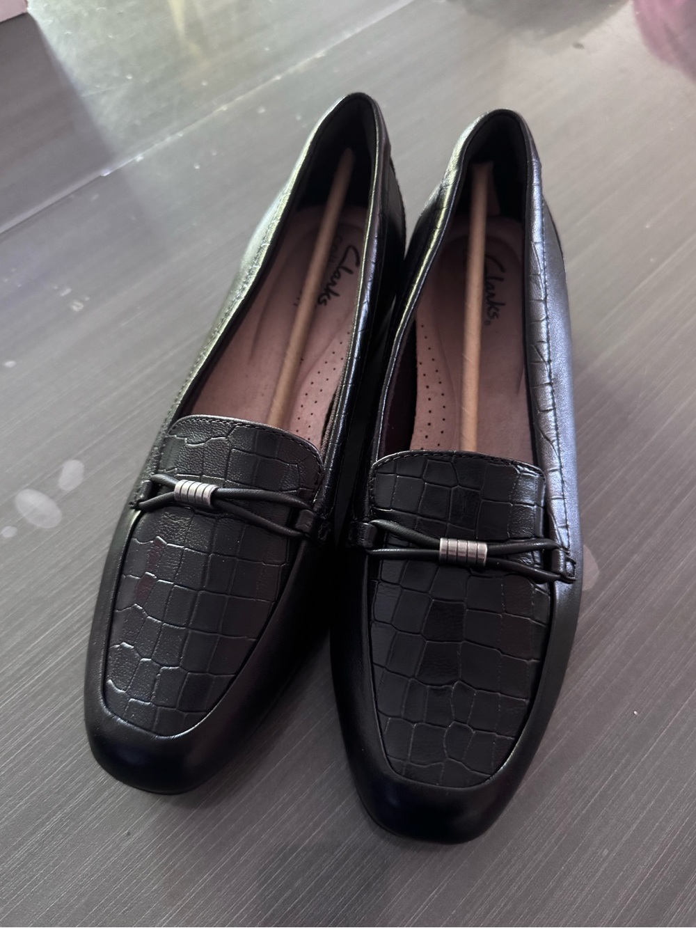 Clark’s Black Juliet Shine Leather Loafers
